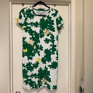 Liz Claiborne green/white flowered Tshirt dress with pockets - size M